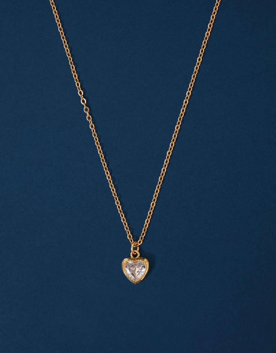 14CT GOLD-PLATED SPARKLE HEART NECKLACE