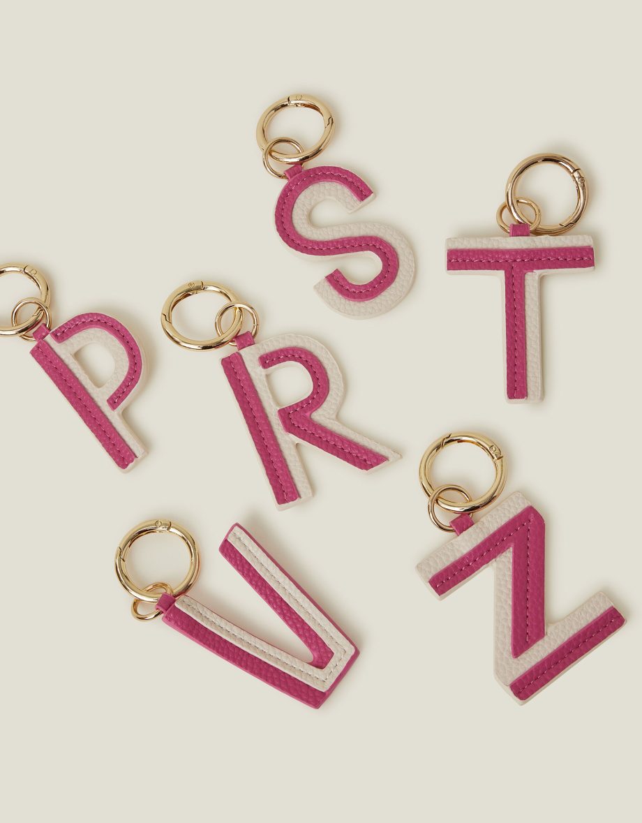 INITIAL COLOUR BLOCK KEYRING PINK