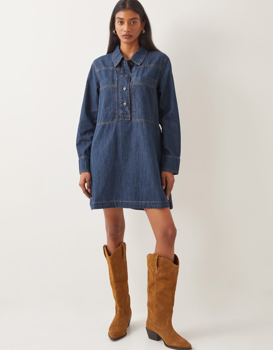 Nara denim tunic shirt dress blue