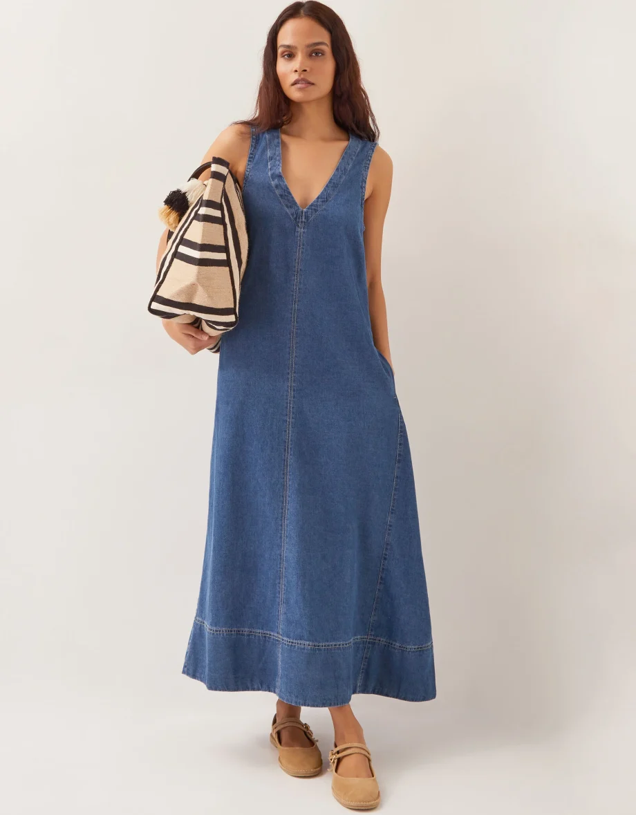 Tara A-Line Denim Dress Blue