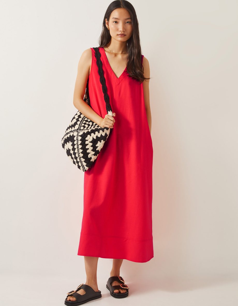 Britt sleeveless a-line midi dress orange