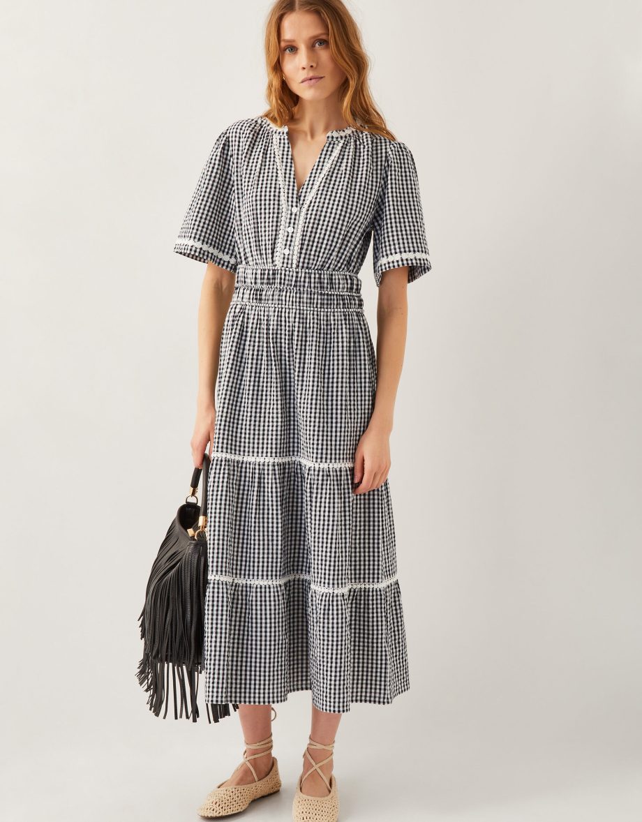 Gina Gingham Maxi Dress Black