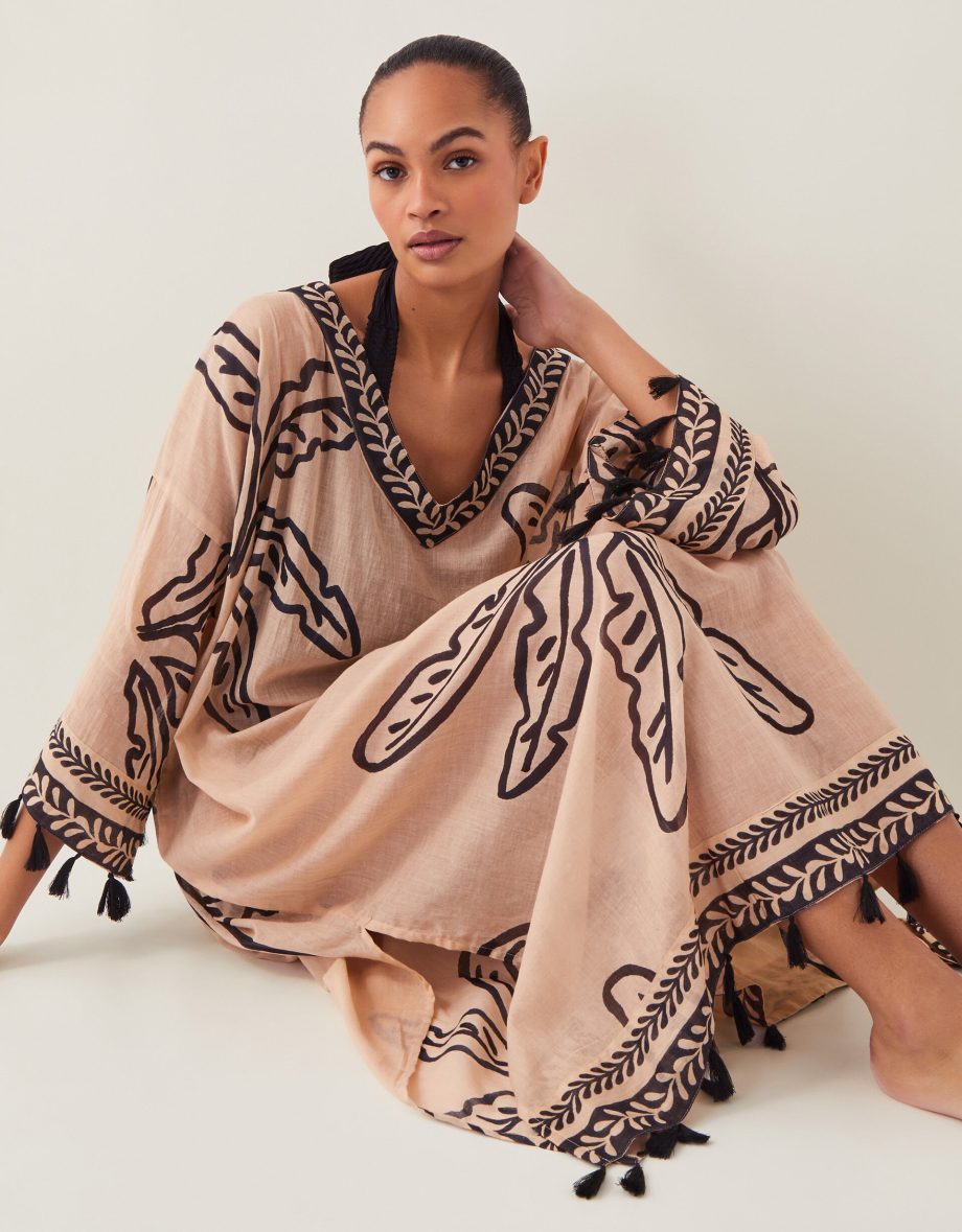 Pam palm print beach cover-up dress