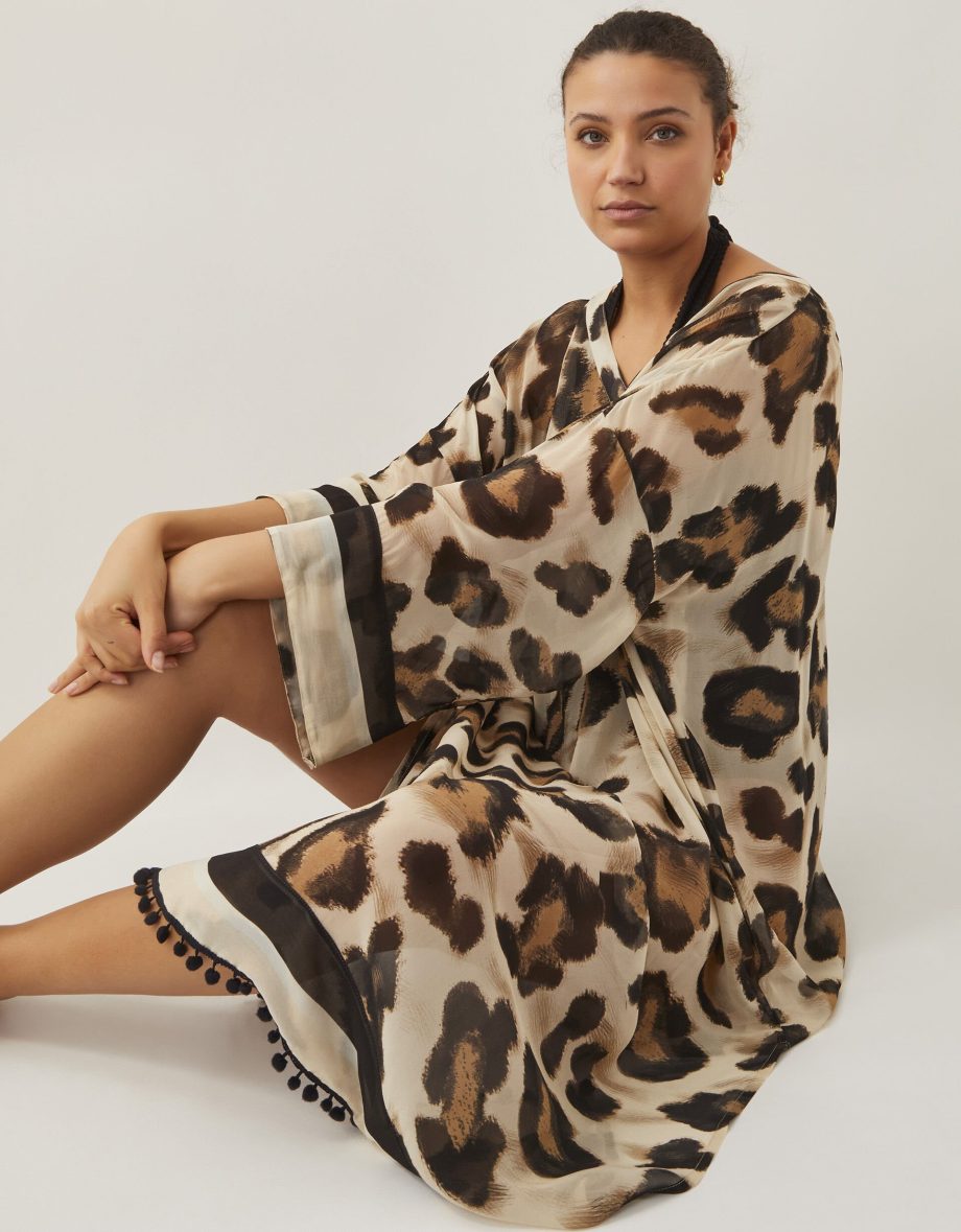 Adra Leopard Print Kaftan