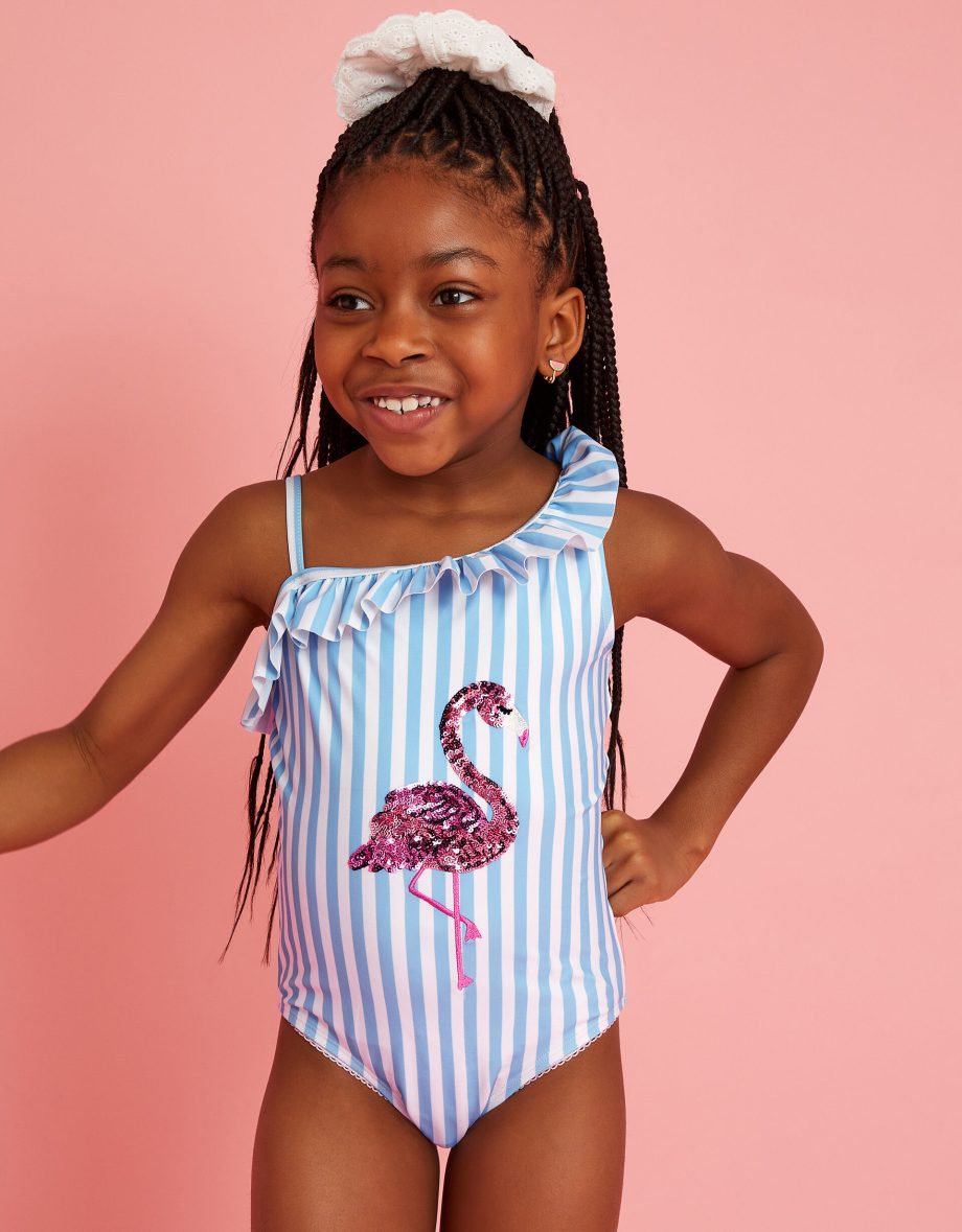 GIRLS FLAMINGO EMBELLISHED SWIMSUIT MULTI