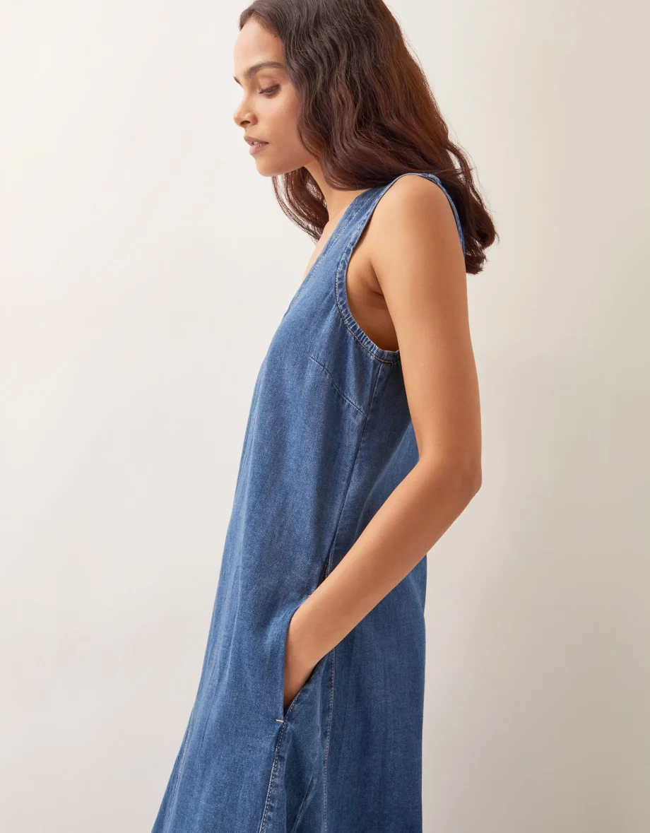 Tara A-Line Denim Dress Blue