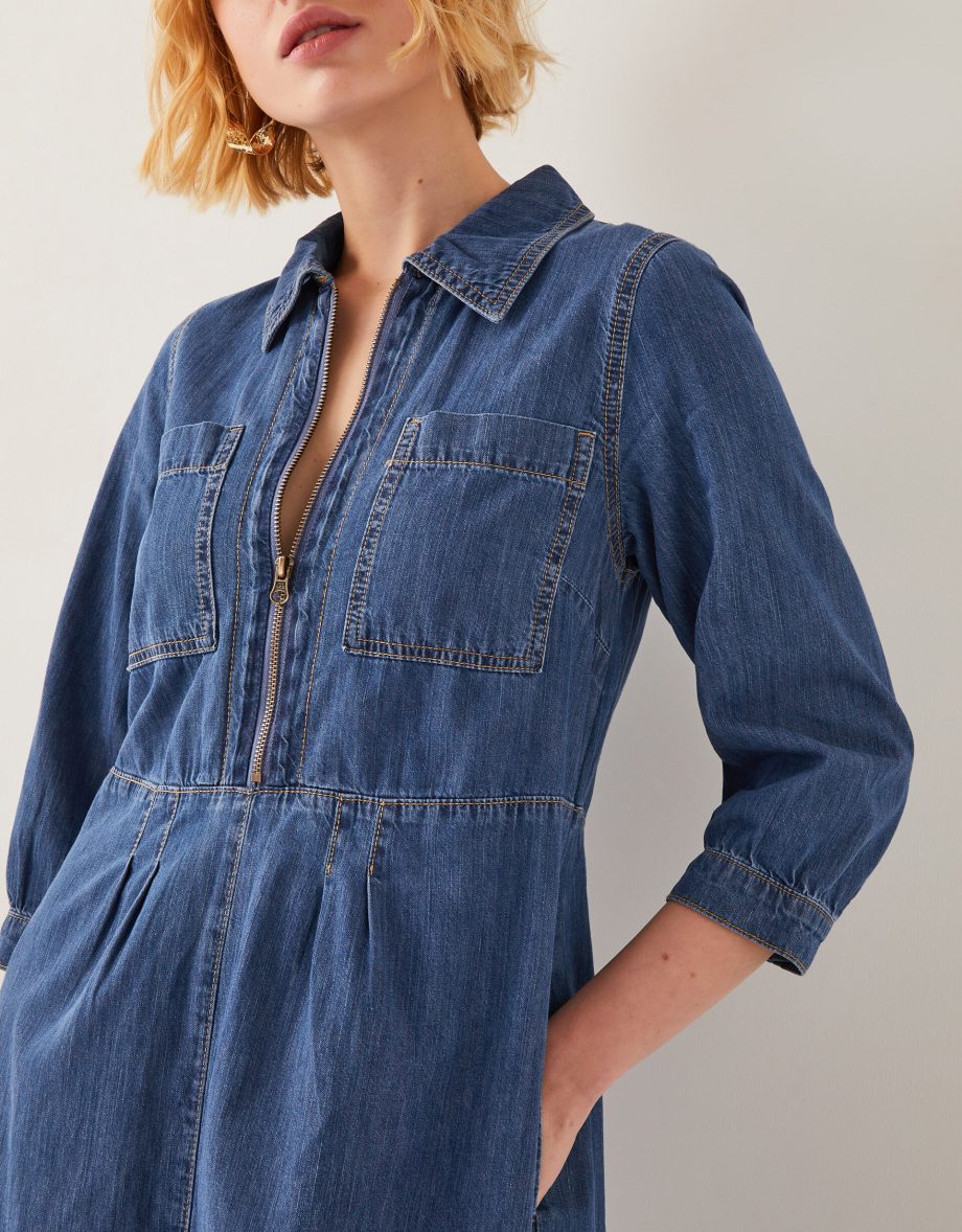 Bonnie zip denim shirt dress blue