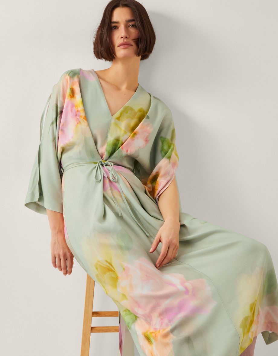 Jane floral print midi dress green