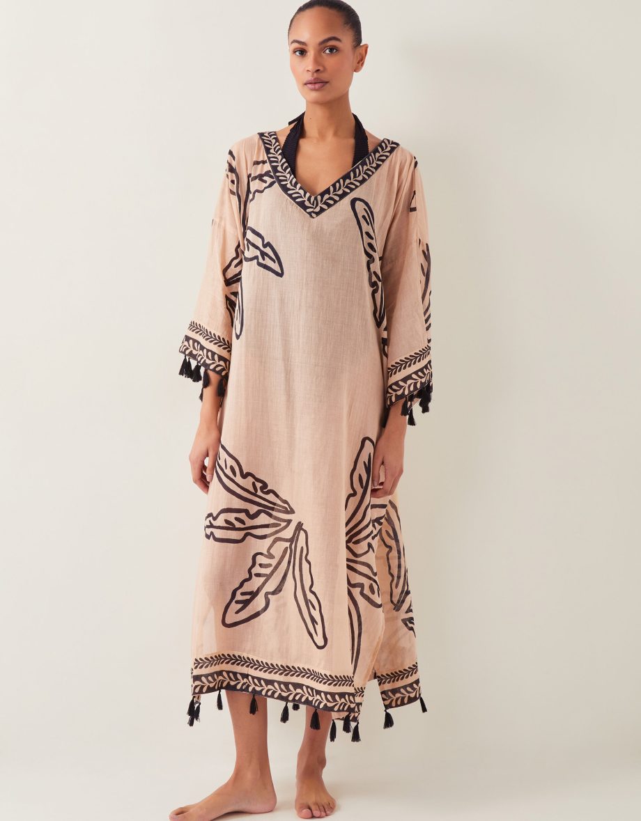 Pam palm print beach cover-up dress