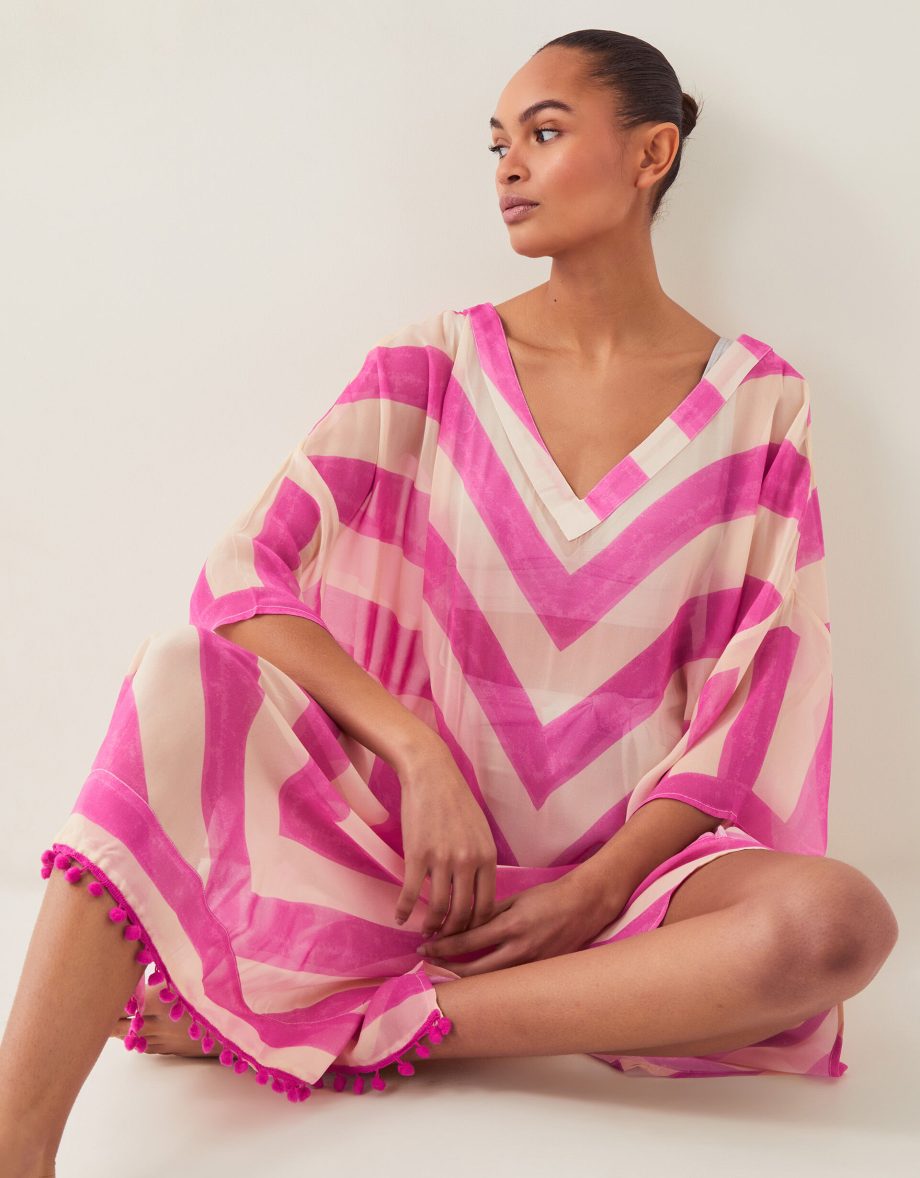 Sorcha Chevron Stripe Kaftan Dress