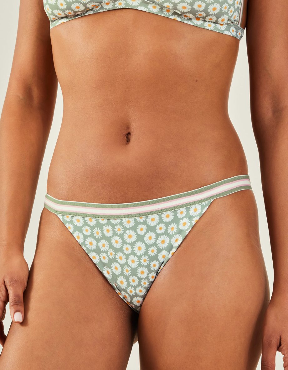 Daisy Print Bikini Bottoms Green