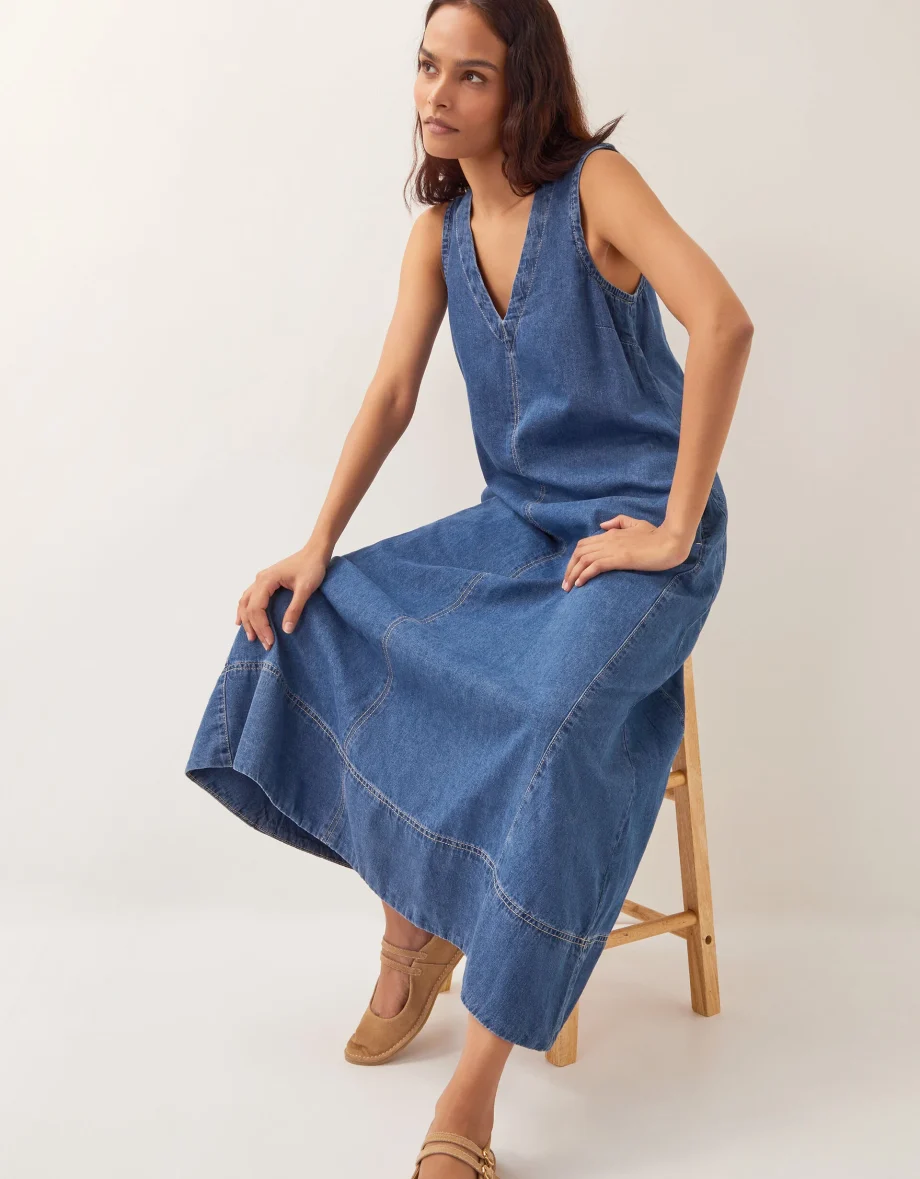 Tara A-Line Denim Dress Blue