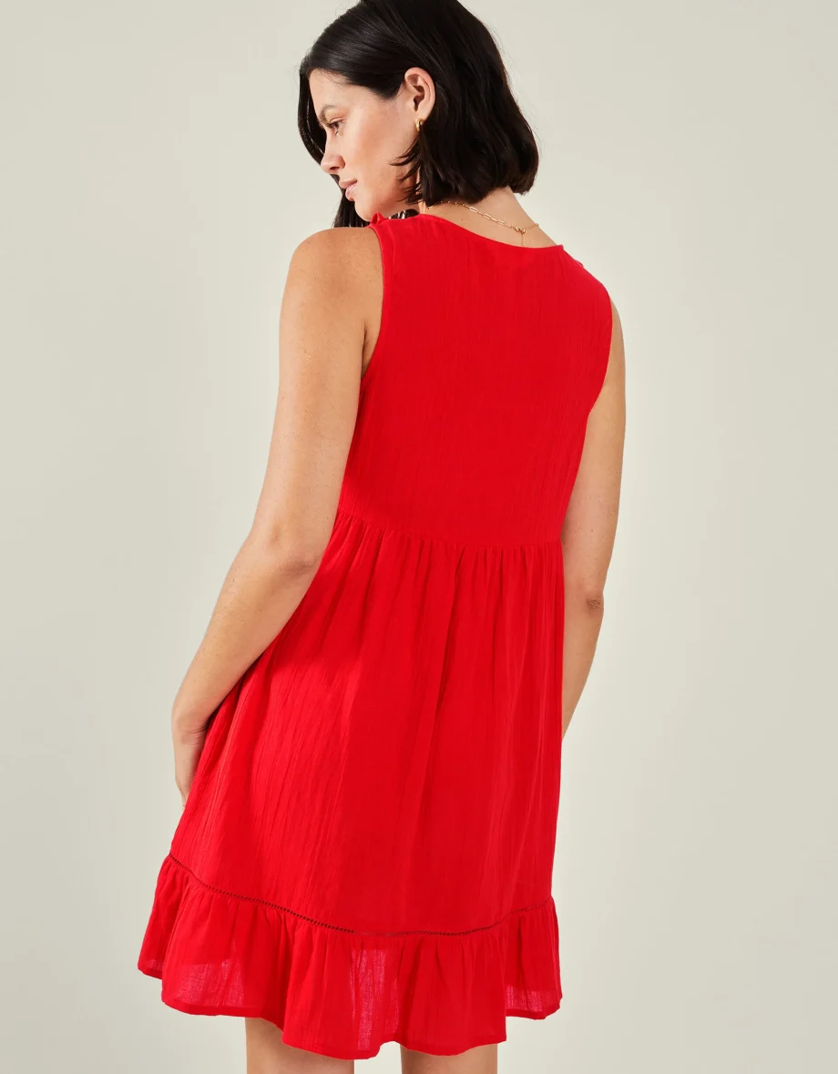 Sleeveless Ruffle Mini Dress Red