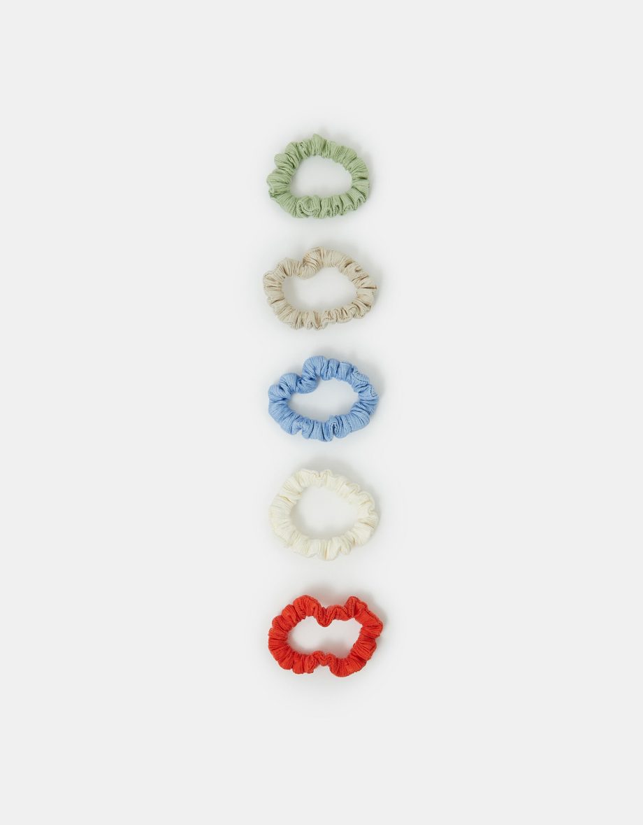 5-PACK SKINNY TEXTURED HAIR SCRUNCHIES