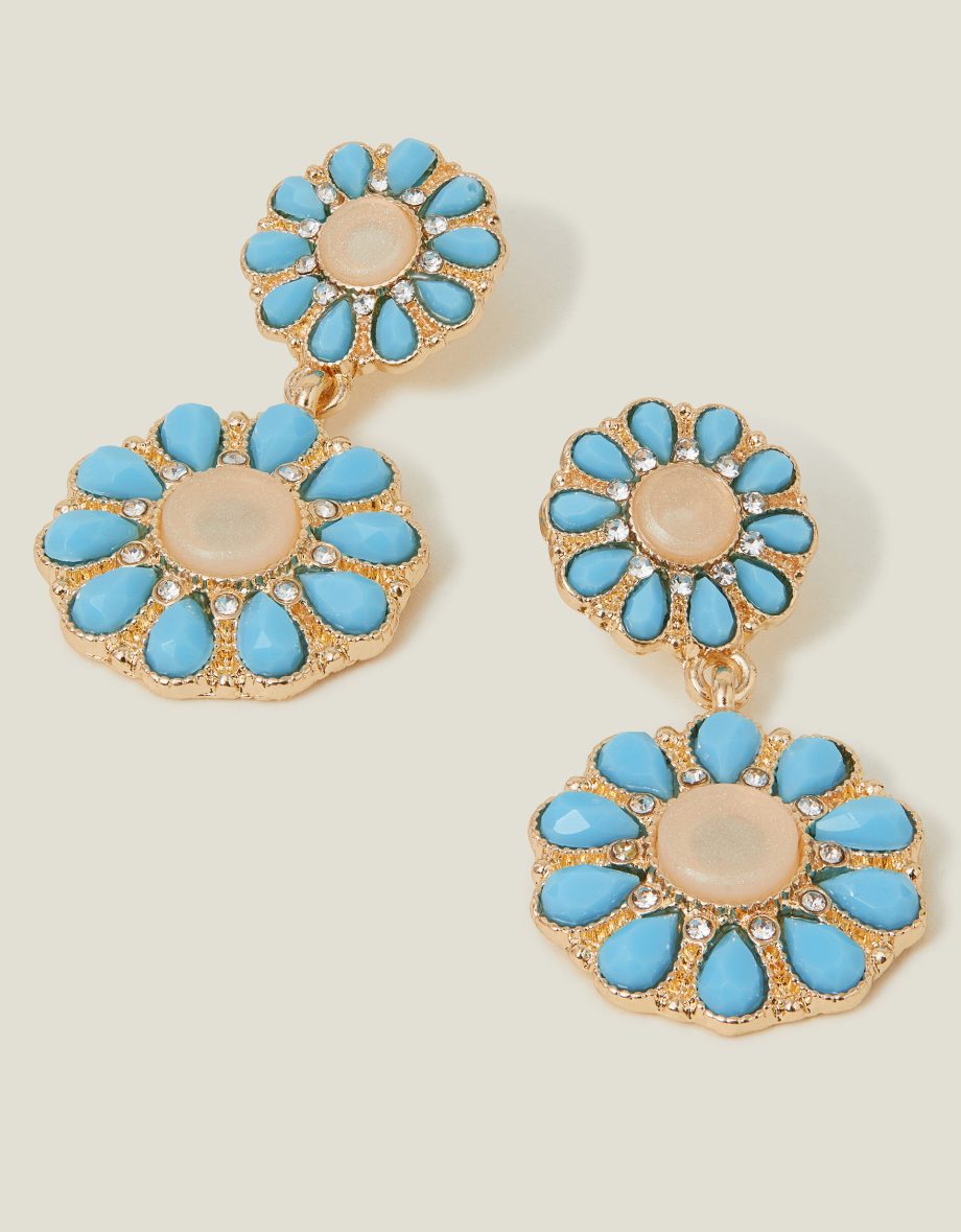 GEM FLOWER DROP EARRINGS