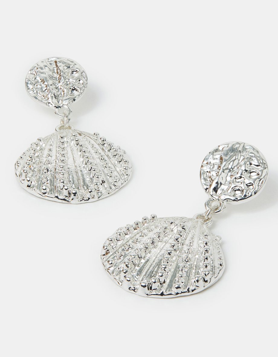 SEASHELL DROP EARRINGS SILVER