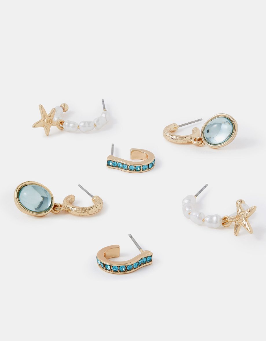 3-PACK MERMAID CHARM HOOP EARRINGS