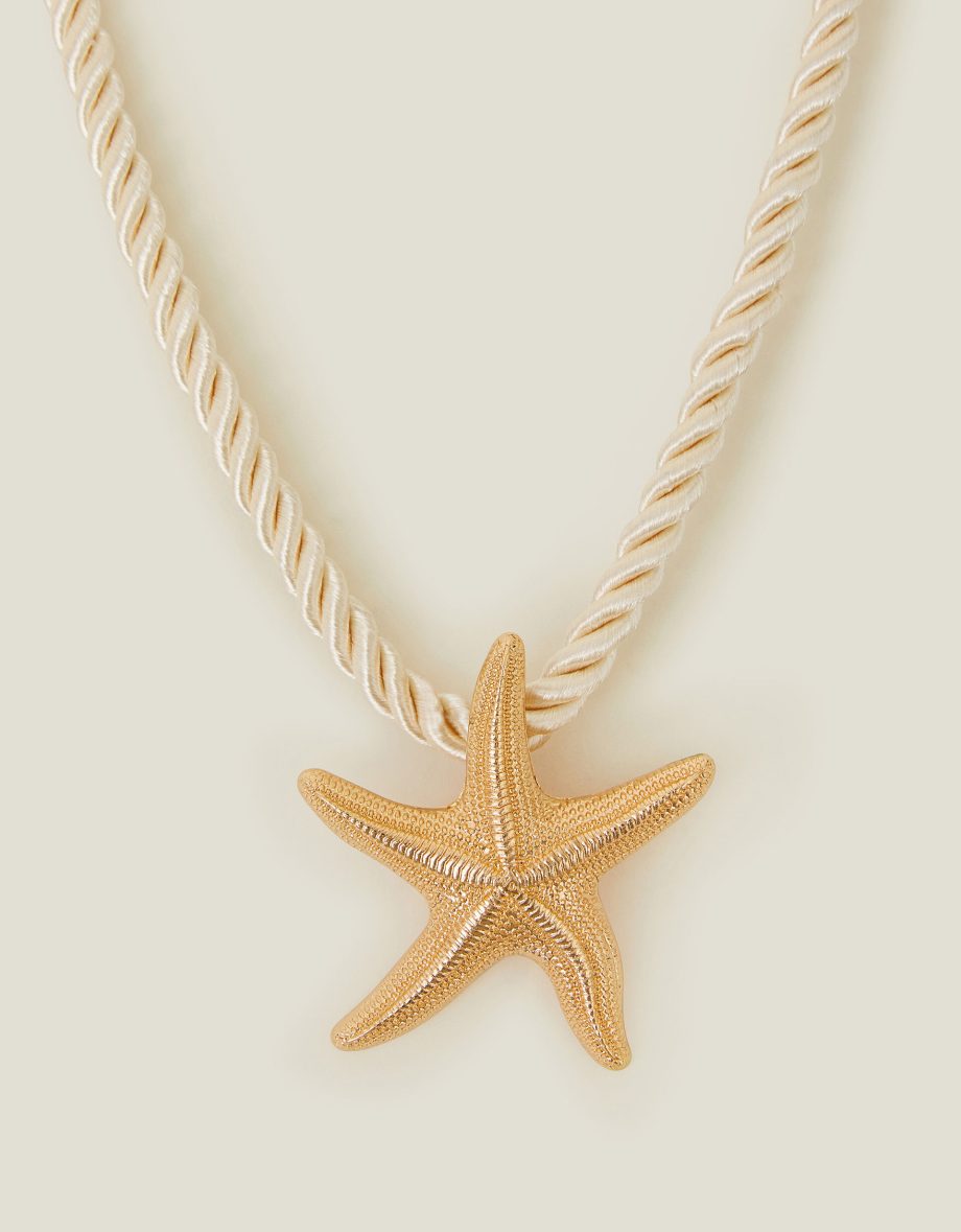 STARFISH PENDANT TWIST CORD NECKLACE GOLD