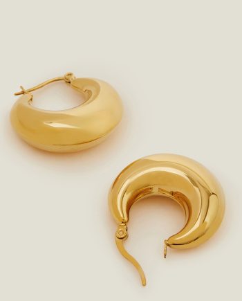14CT GOLD-PLATED CHUNKY CRESCENT HOOP EARRINGS