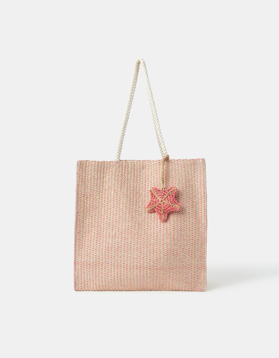 METALLIC WOVEN STARFISH SHOPPER BAG