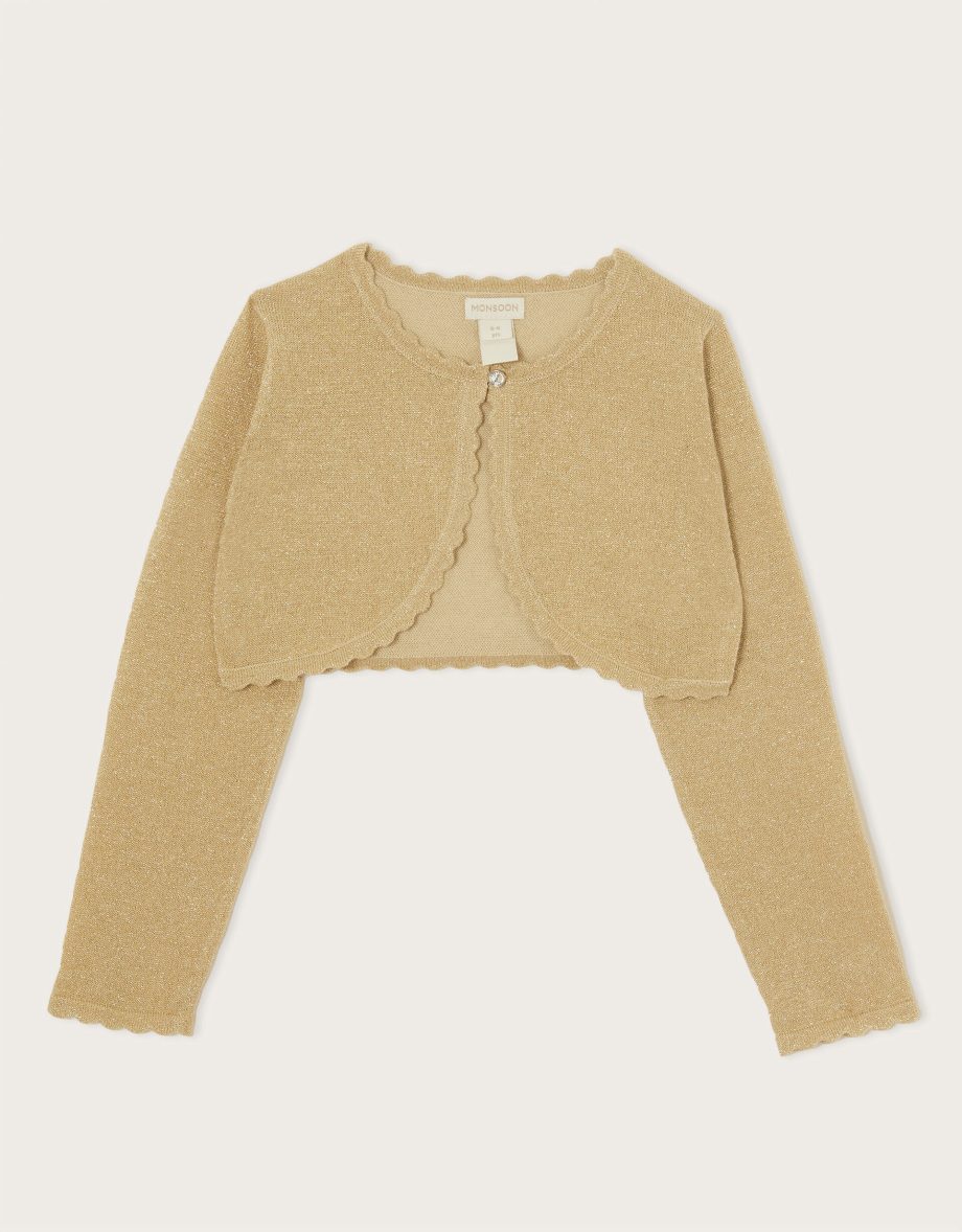 Maeve sparkle scallop cardigan gold