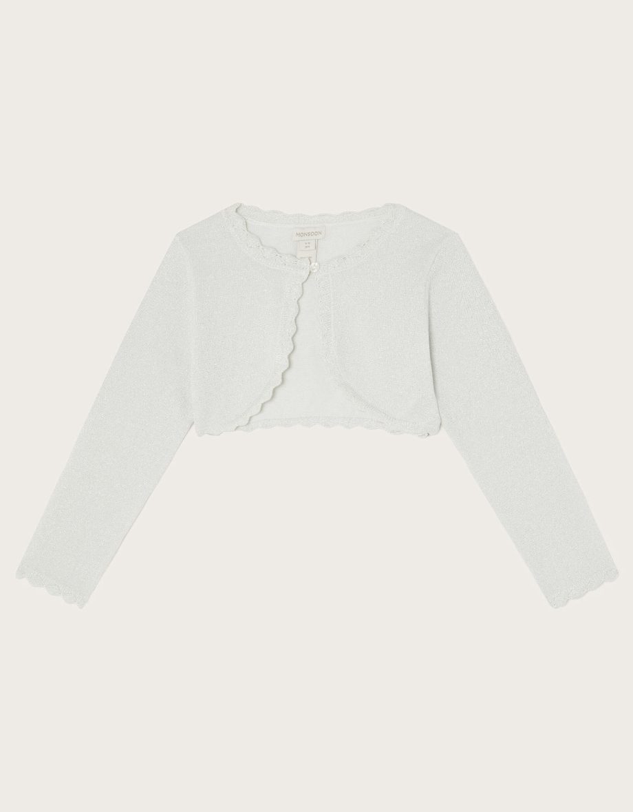 Maeve sparkle scallop cardigan silver
