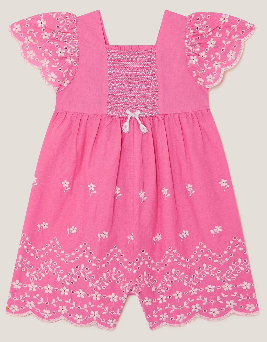 Baby Broderie Romper Pink