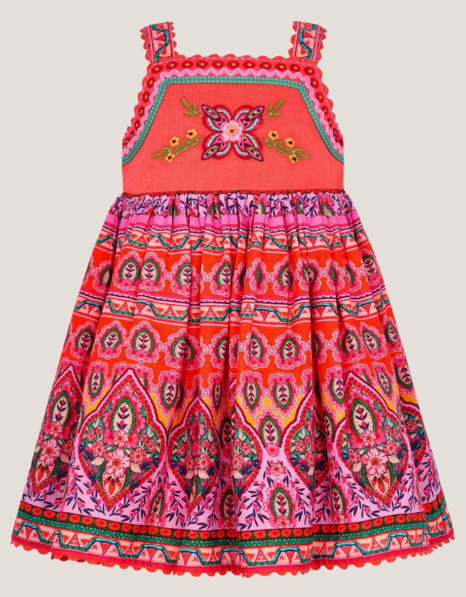 Baby Embroidered Floral Print Dress Orange