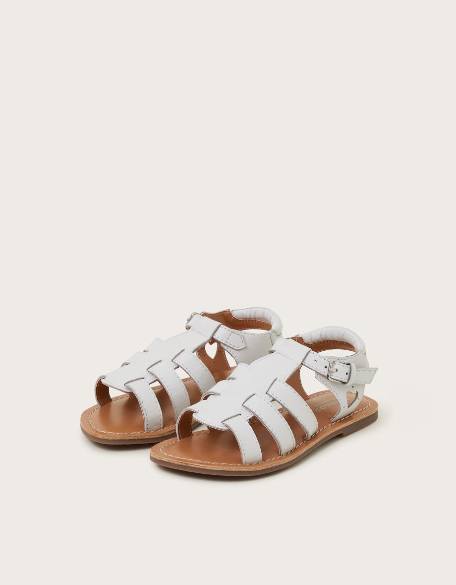 Leather Gladiator Sandals Ivory