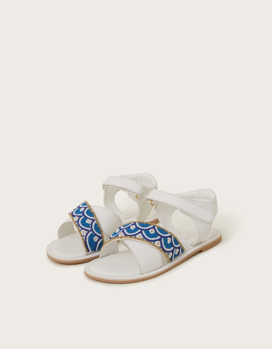 Beaded strappy sandals multi