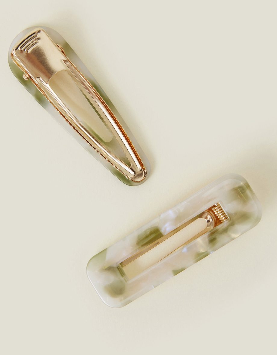 2-PACK MIX MARBLE RESIN SALON HAIR CLIPS