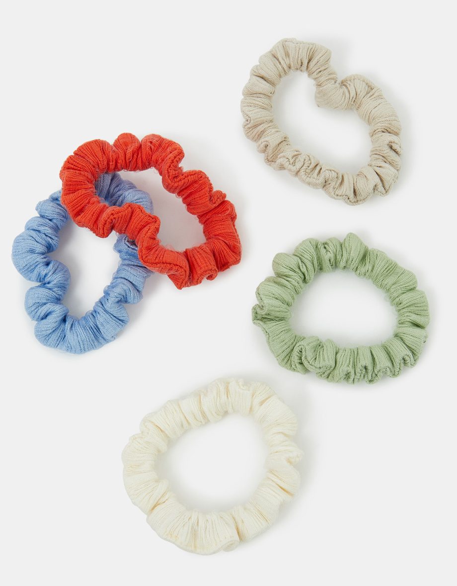 5-PACK SKINNY TEXTURED HAIR SCRUNCHIES