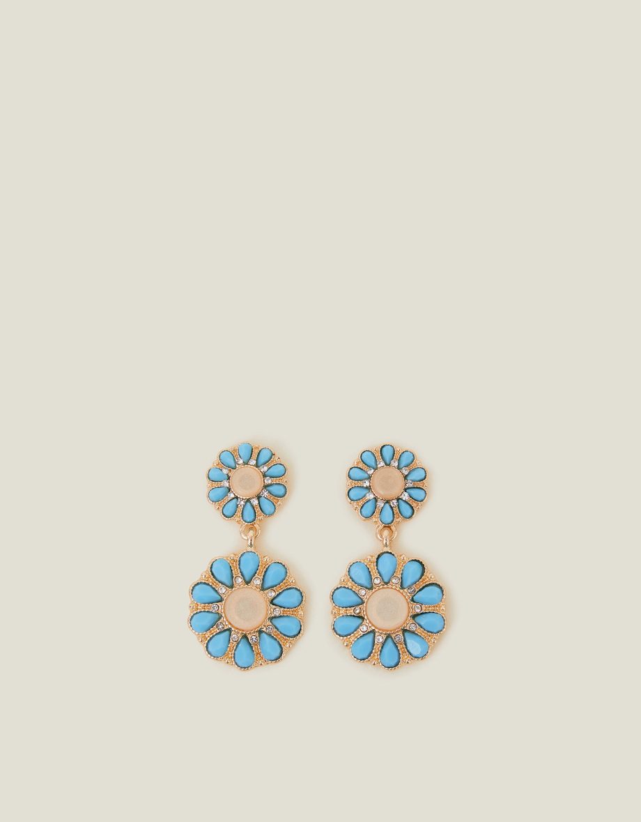 GEM FLOWER DROP EARRINGS