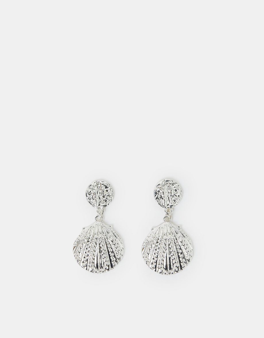 SEASHELL DROP EARRINGS SILVER