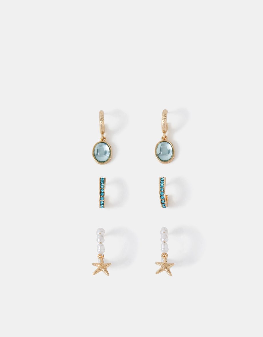 3-PACK MERMAID CHARM HOOP EARRINGS
