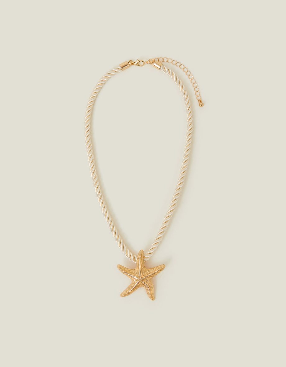 STARFISH PENDANT TWIST CORD NECKLACE GOLD