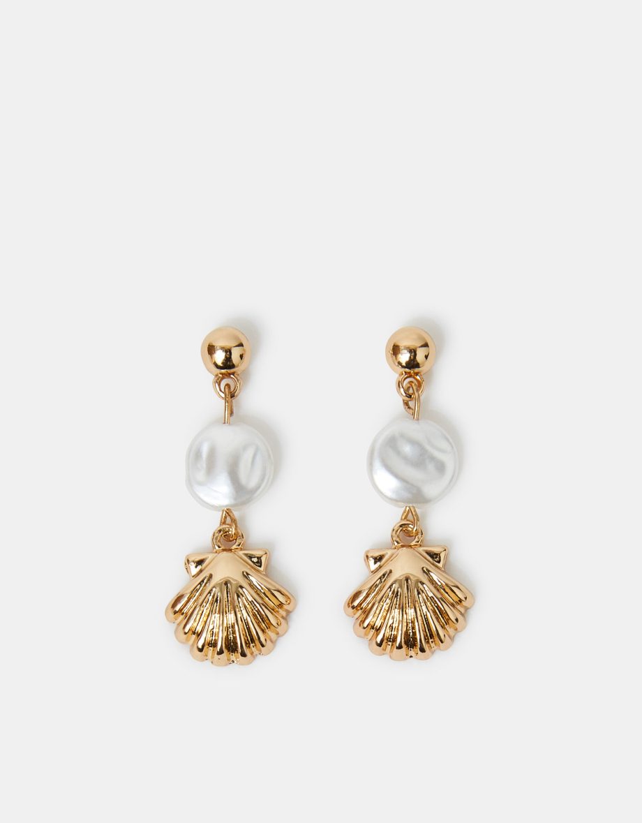 SEASHELL DROP EARRINGS GOLD