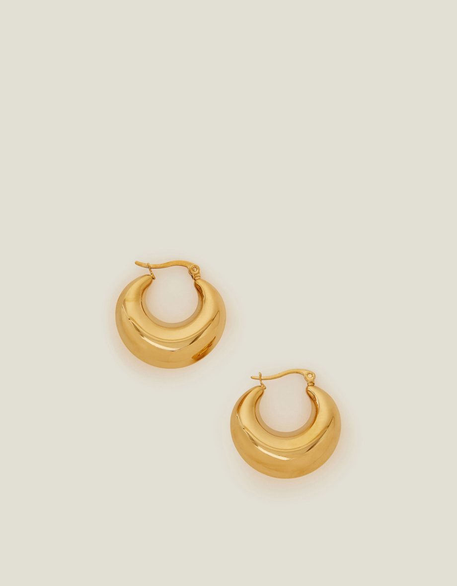 14CT GOLD-PLATED CHUNKY CRESCENT HOOP EARRINGS