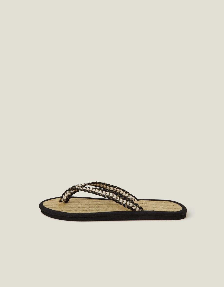 BRAIDED SEAGRASS FLIP FLOPS BLACK