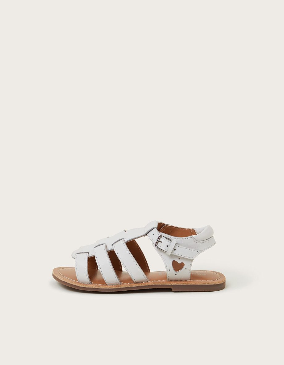 Leather Gladiator Sandals Ivory