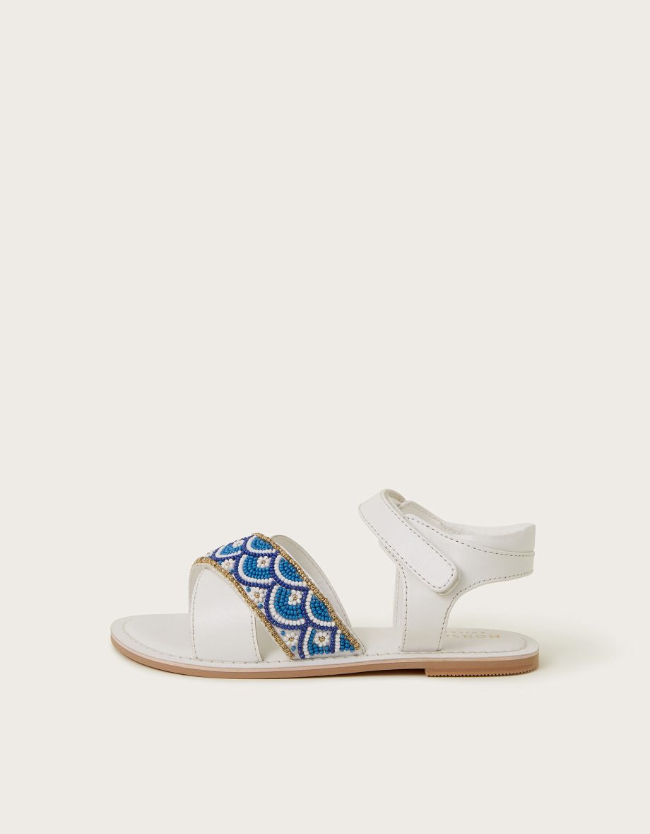 Beaded strappy sandals multi