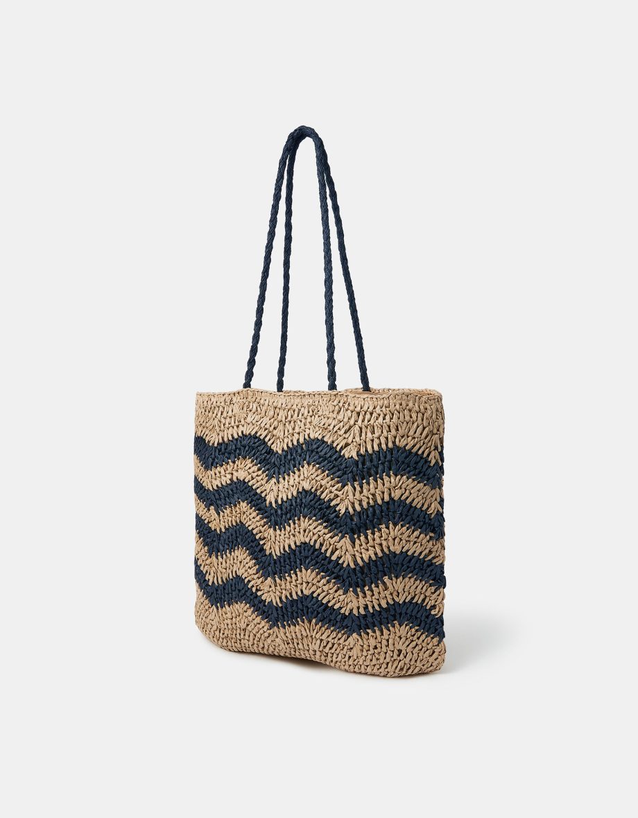 CHEVRON RAFFIA SHOPPER BAG
