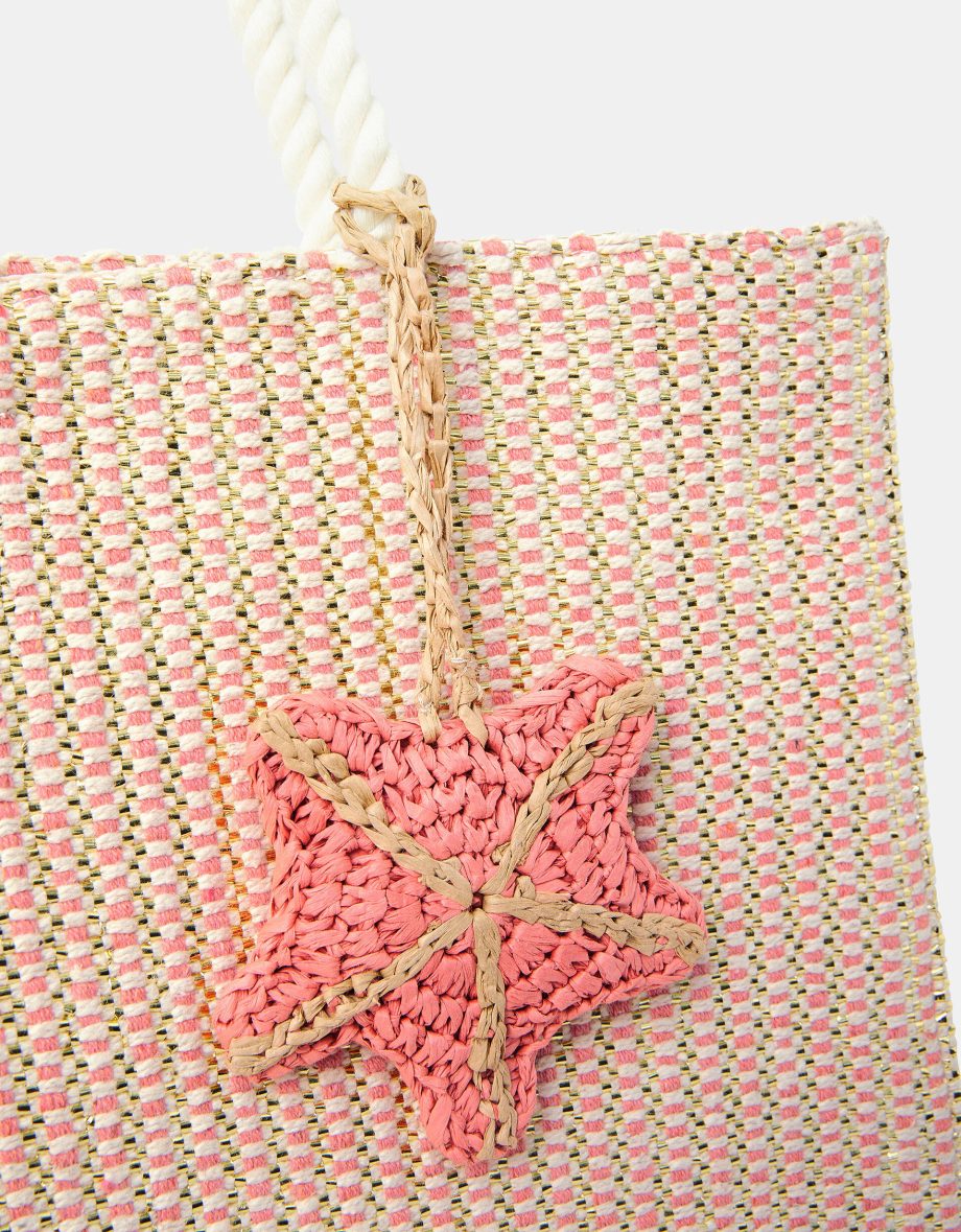 METALLIC WOVEN STARFISH SHOPPER BAG
