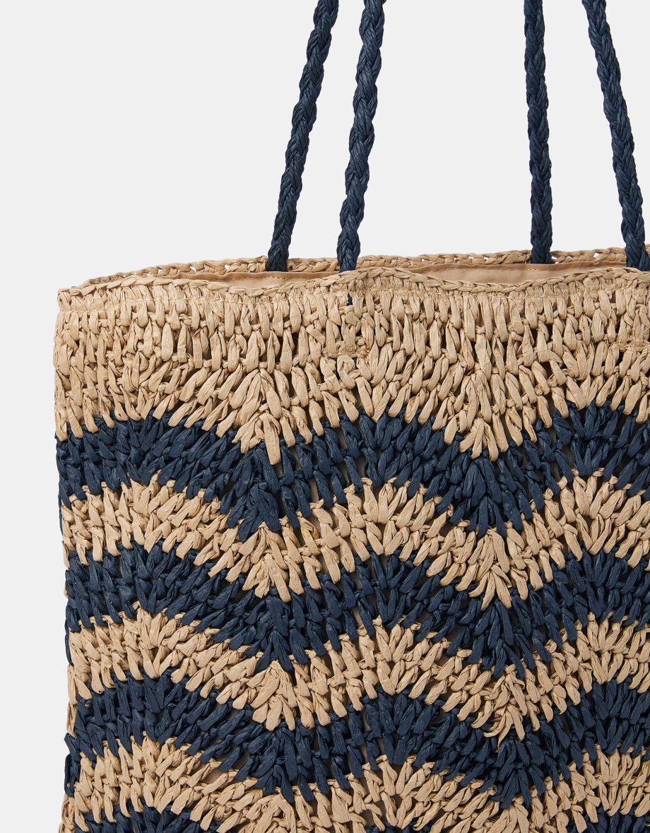 CHEVRON RAFFIA SHOPPER BAG