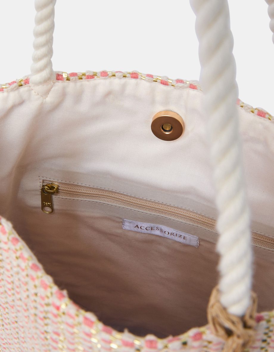 METALLIC WOVEN STARFISH SHOPPER BAG
