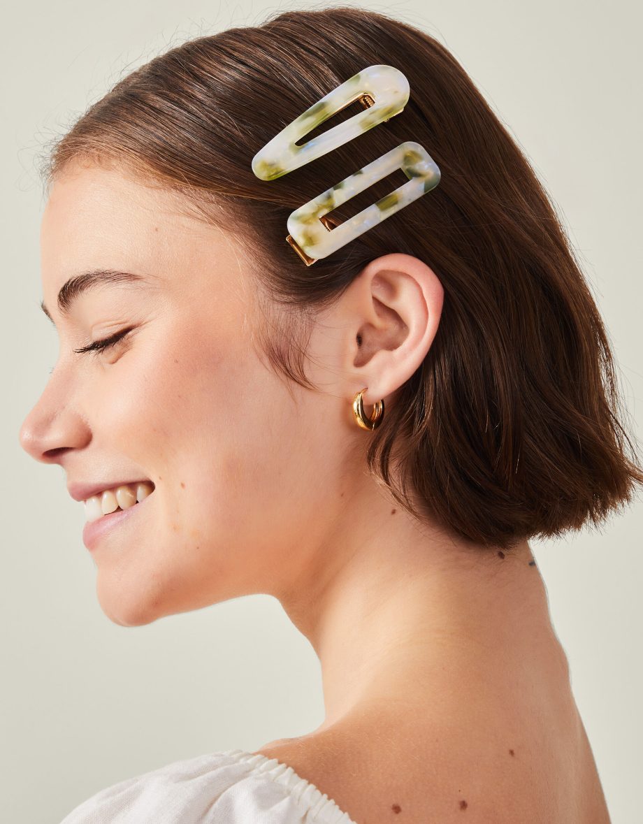 2-PACK MIX MARBLE RESIN SALON HAIR CLIPS