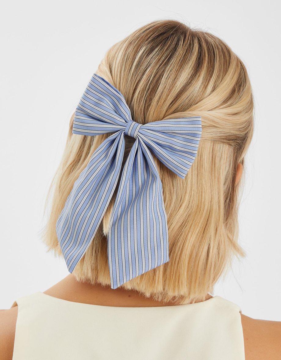 STRIPE BOW HAIR CLIP