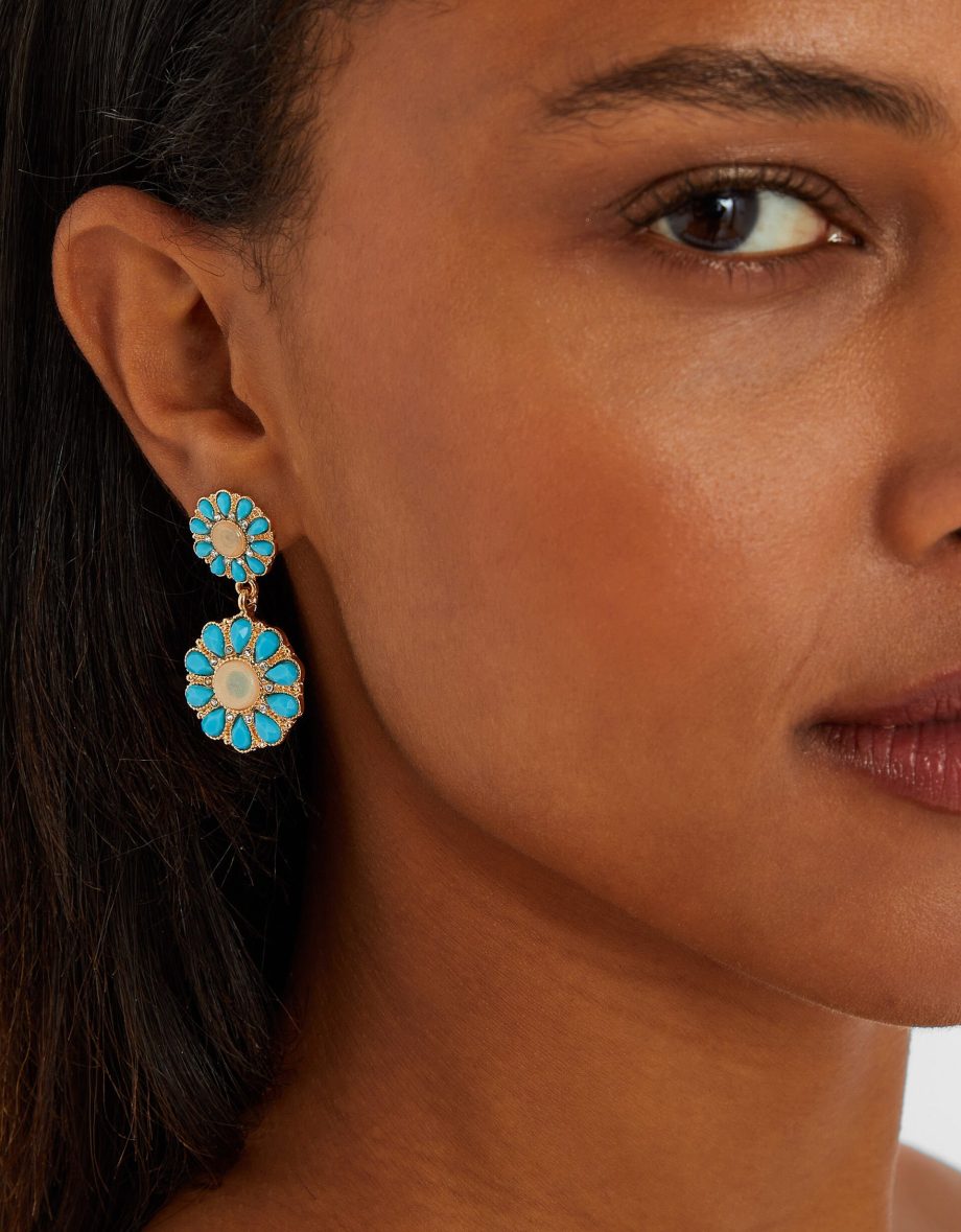 GEM FLOWER DROP EARRINGS