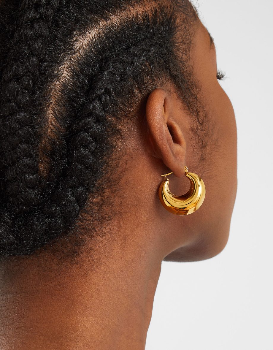 14CT GOLD-PLATED CHUNKY CRESCENT HOOP EARRINGS