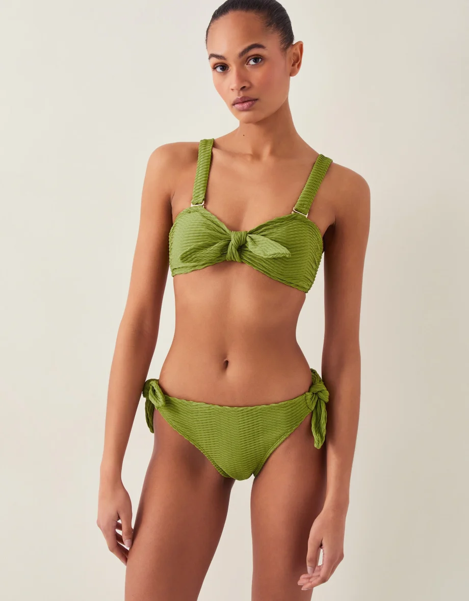 Alina Rib Tie-Side Bikini Bottom Green